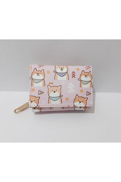 renkli çiçekler Children's Wallet 11X8 cm Pink Color Dog Pattern Children's Wallet