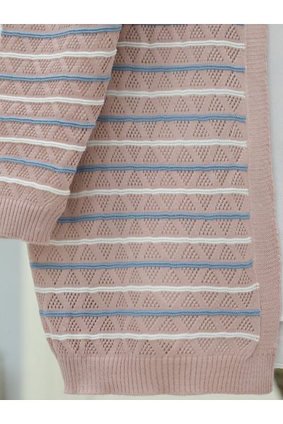 Modamorfo Colorful Striped Mesh Knitwear Cardigan - Powder