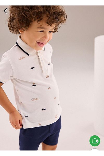 Barbosa Boys Sailing Print Polo Neck T-Shirt Shorts Set