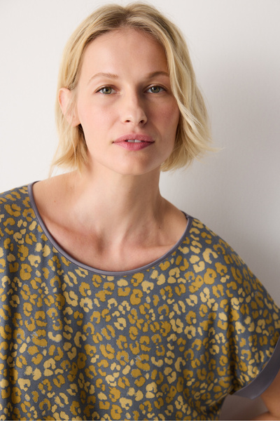 Penti Aging Colllagen Leopard Gray Shorts Pajama Set