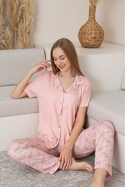 Farya Home Mother Daughter Combination Floral Short Sleeve Shirt Pajama Set (Mother and Daughter Sold Separately)