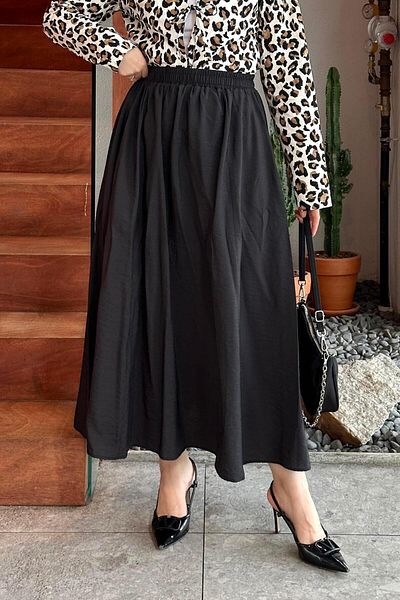 lamelif Linen Skirt Smoked with Pocket Detail