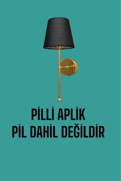 BSA LIGHTING PİLLİ PARS GOLD KAPLAMALI APLİK(SİYAH ABAJURLU) TEKLİ SATIŞ
