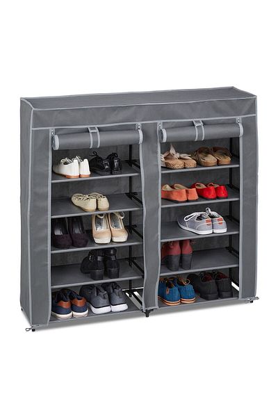 Relaxdays Shoe Cabinet, Grey, For 36 Pairs, 107 X 115 X 30 Cm
