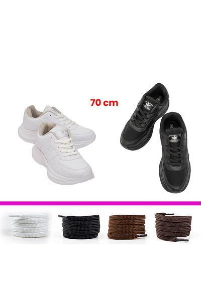 AiryFooT Flat Thin Sports Shoelaces Children's and Small Hole Shoelaces 70 cm (Black)