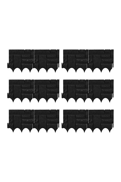 Relaxdays Bord de gazon, 10 piese, aspect piatra, negru