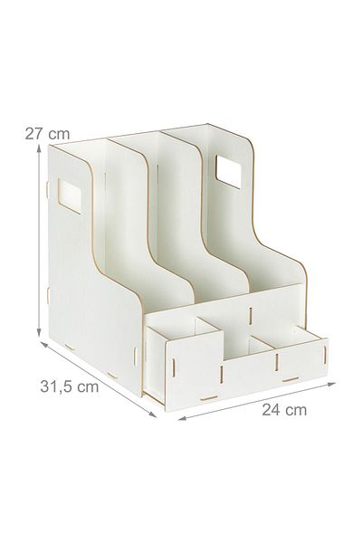 Relaxdays Desk Organizer, Made Of Mdf, 27 X 24 X 31.5 Cm, White