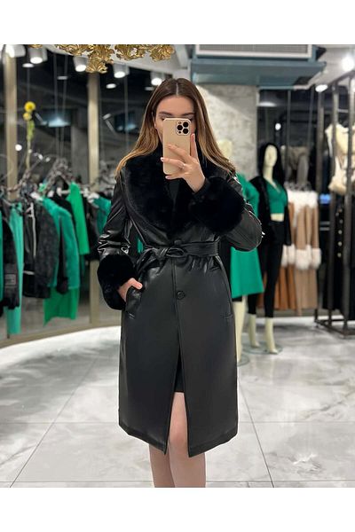Zoe Zoe Mady Long Fur Leather Coat Hijab