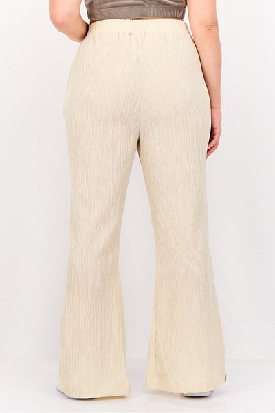 The Giving Movement Women Regular Fit Textured Flare Pants, Off White