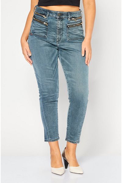 Diesel Women Regular Fit Washed Stretchable Denim Jeans, Washed Blue