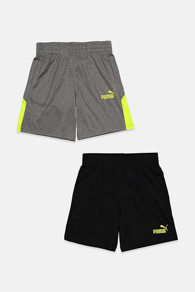 Puma Kids Boy 2,pieces Sportswear Fit Brand Logo Shorts Set, Grey And Black