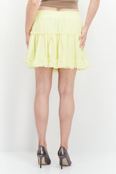 Riley & Rae Women Ruffle Mini Skirt, Lime Yellow