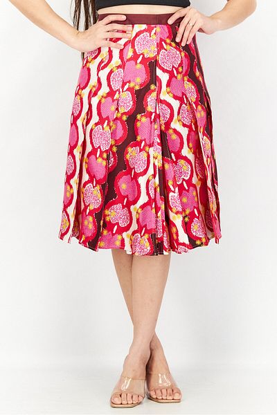Tod's Women Allover Print Midi Skirt, Red