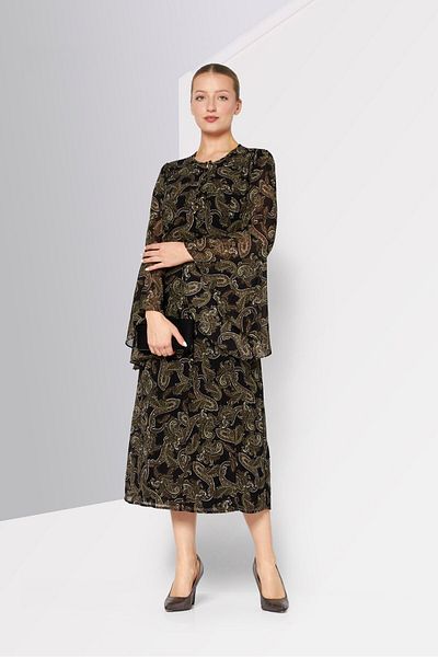 Michael Kors Women Printed Midi Dress, Olive Combo