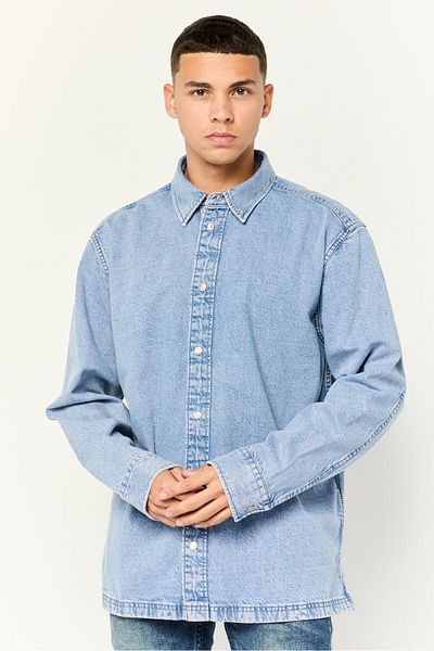 Esprit Men Relaxed Fit Washed Long Sleeves Denim Shirt