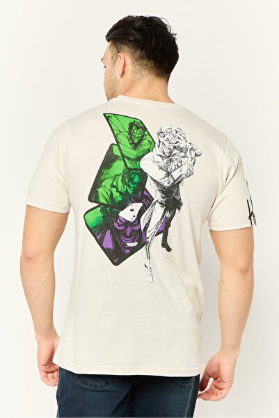 DC Men Crew Neck Short Sleeves Graphic Print T-Shirt, Ivory