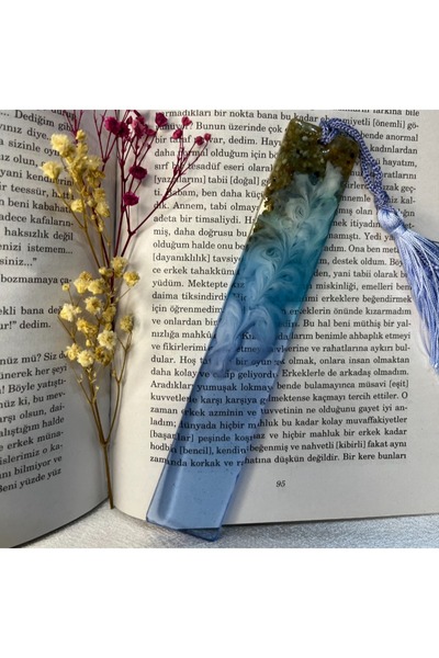 egehobby Epoksi Kitap Ayracı Mavi Dalgalı Deniz Kumlu