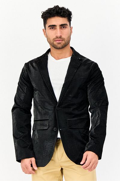 Asos Design Men Oversized Textured Semi Formal Blazer, Black