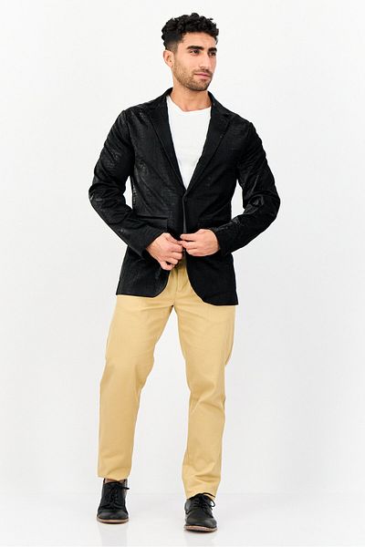 Asos Design Men Oversized Textured Semi Formal Blazer, Black