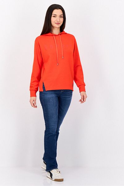 Esprit Women Brand Logo Long Sleeves Hooded Sweatshirt, Red