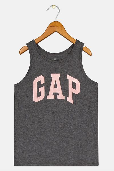 GAP Kids Girl Brand Logo Sleeveless Top, Heather Grey
