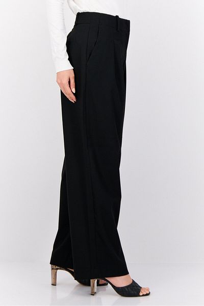 Esprit Women Regular Fit Wide Solid Pants, Black