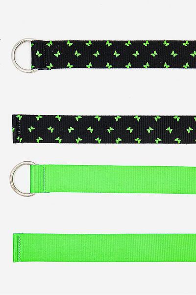 Don't Call Me Jennyfer Women 2 Pcs Graphic Print Belt, Neon Green