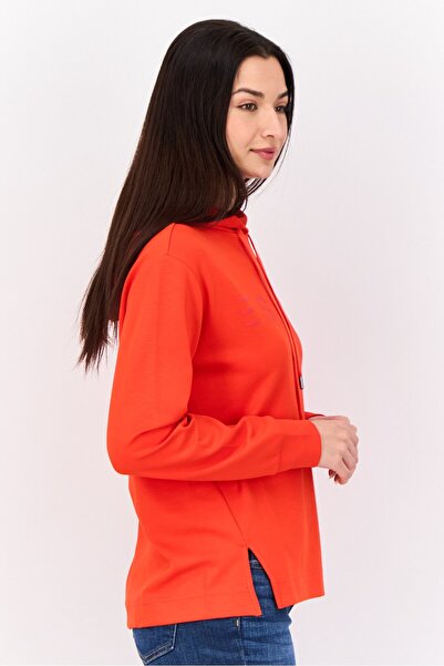 Esprit Women Brand Logo Long Sleeves Hooded Sweatshirt, Red