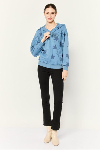 Don't Call Me Jennyfer Women Long Sleeve Graphic Print Hoodie, Blue