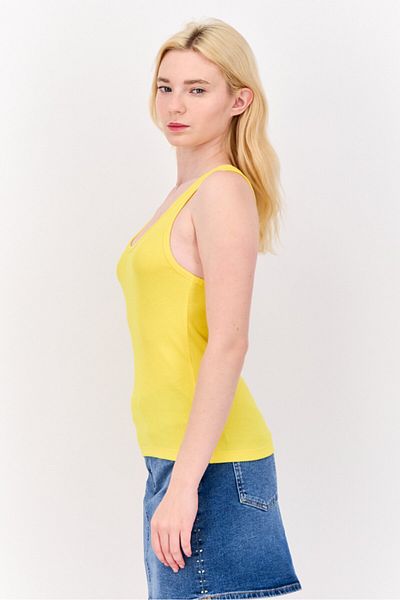 Esprit Women Scoop Neck Sleeveless Ribbed Tank Top, Yellow