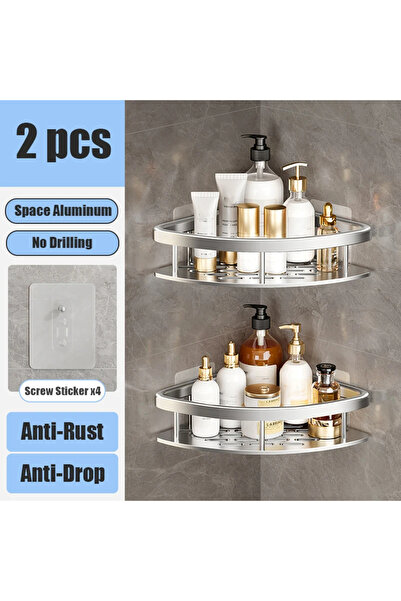 YANKE Silver 2Triangle Bathroom Shelf Makeup Storage Organizer Aluminum Alloy...