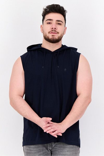 French Connection Men Brand Logo Sleeveless Hoodie, Navy