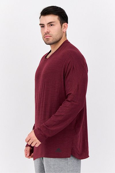 adidas Men Sportswear Fit Long Sleeves Training T-shirt, Maroon