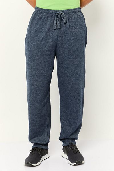fleece factory Men Drawstrings Heather Jogger Pants, Navy Blue