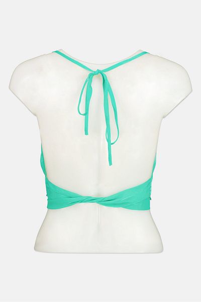 Peppermayo Women Plain Halter Swimwear Bikini Top, Green