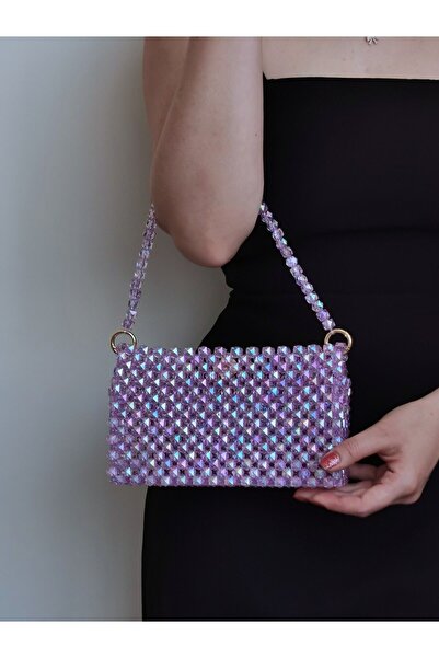 vivozza Lila Crystal Bead Bag - Evening Dress Bag - Event Bag - Shoulder Bag - Bead Bag