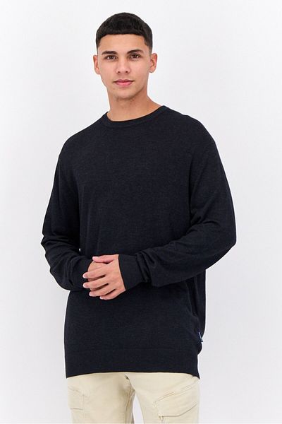 French Connection Men Crew Neck Knitted Sweater, Dark Navy Melange