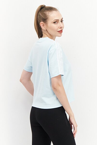 adidas Women Sportswear Fit Classic Poplin Back Loose Sleeve Running Tee, Light Blue