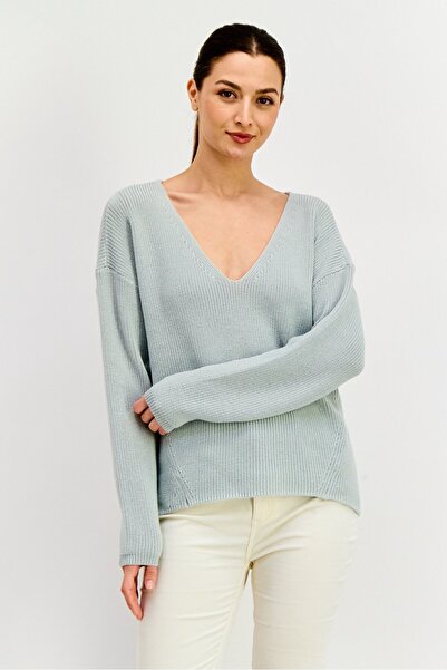 Gentle Fawn سترة نسائية بأكمام طويلة ورقبة على شكل حرف V، لون أخضر نعناعي