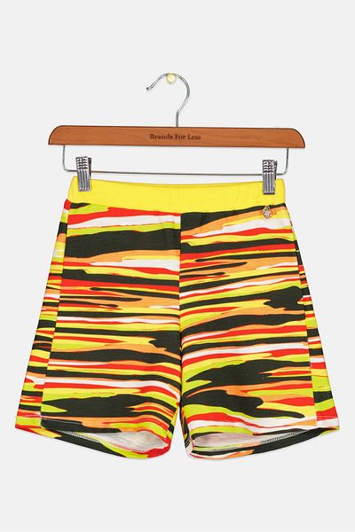 Byblos Kids Girl Allover Print Basic Shorts, Black Combo