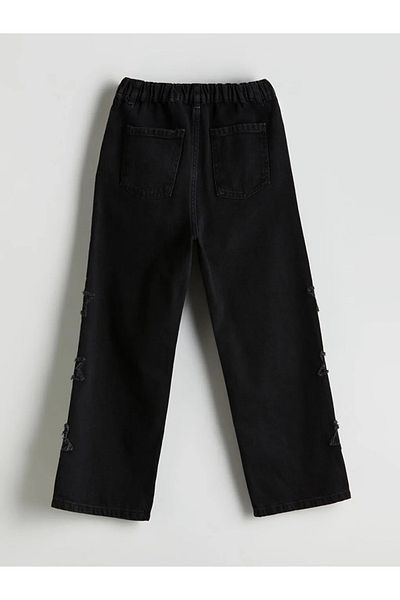 LC Waikiki Black Elastic Waist Girl's Jean Trousers