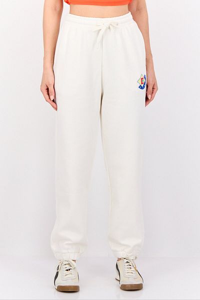 Esprit Women Regular Fit Embroidered Sweatpants, Off White