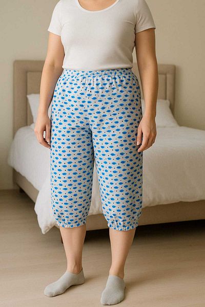 İLİBE PATTERNED RUBBER SHORT MOTHER'S PAJAMAS