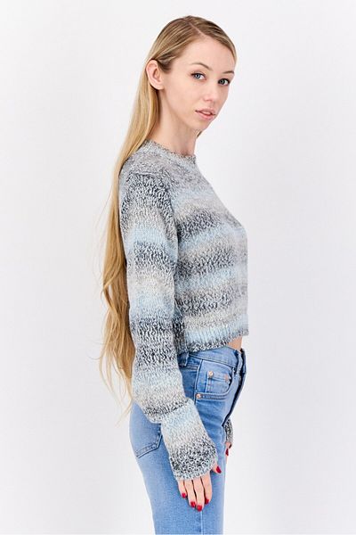 NIA Women Ribbed Collar Knitted Sweaters, Multicolor