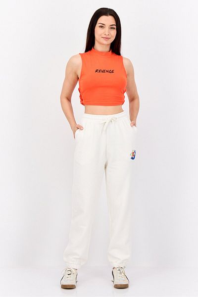 Esprit Women Regular Fit Embroidered Sweatpants, Off White