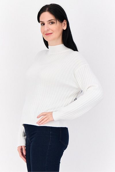 Don't Call Me Jennyfer Women Mock Neck Knitted Sweater, White