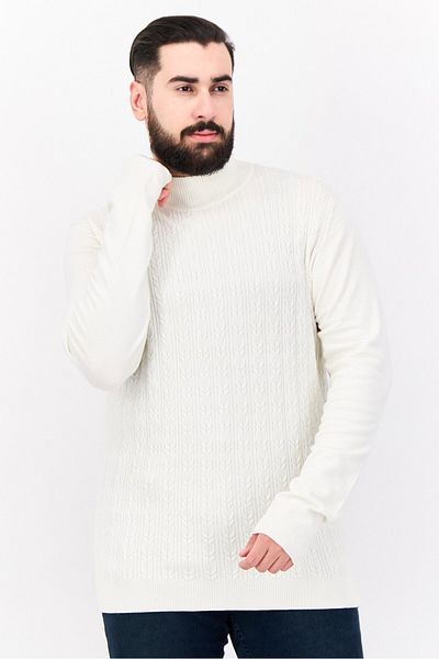 Sorbino Men Mock Neck Pointelle Sweater, White