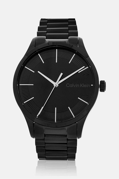 Calvin Klein ساعة نسائية دائرية من الفولاذ المقاوم للصدأ 25200040، 40 مم، سوداء