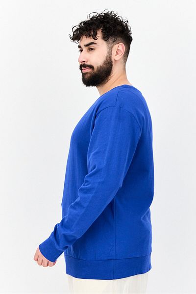 Kangol Men Ribbed Neck Solid Long Sleeves Sweatshirt, Blue