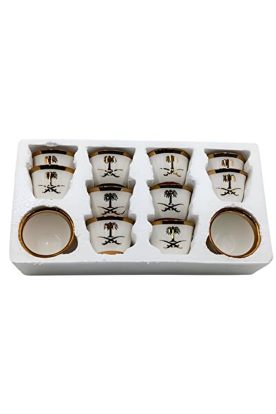 Amazonas Caffee طقم فناجين قهوة عربية سيفين و نخلة بورسلان